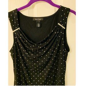 WHBM Top, Black with silver diamond studs.